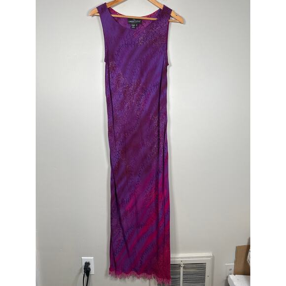 Vintage Carole Little Maxi Dress Size 8 Beaded Hem Whimsigoth Fairy Unique - Picture 1 of 9